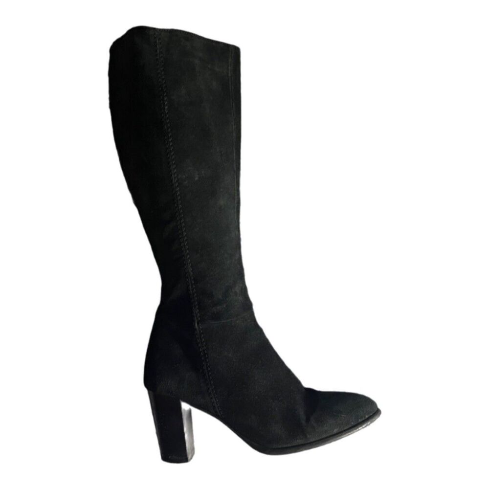 Lavorazione Antigiana Black Suede Heeled Tall Boots Size 40